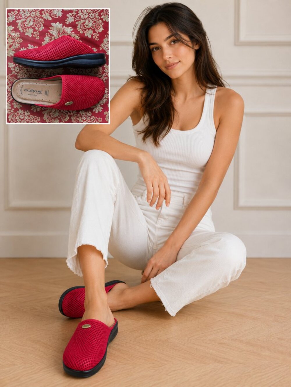 Flexus by Spring Step Red Scuff Slippers | New | Italy Made Comfort Wedge